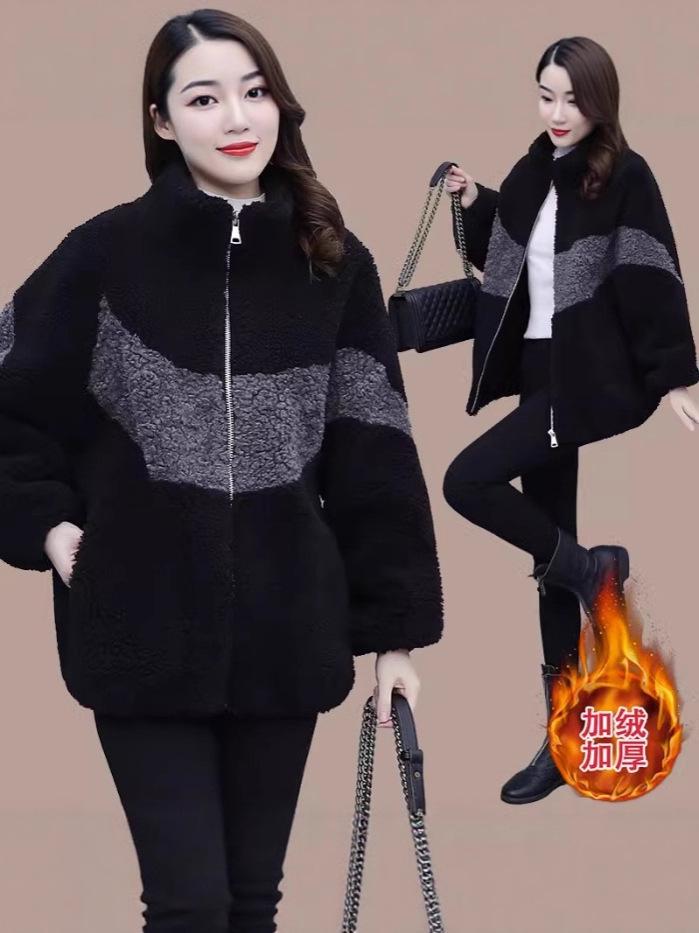 Damen Plus Size doppelseitige Fleecejacke Herbst/Winter 2025