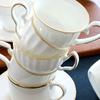 White Bone China Coffee Cup and Saucer, Lightweight Porcelain Espresso Cups with Gold Trim,Ceramic Tea Cup Coffee Mug,1 Set
