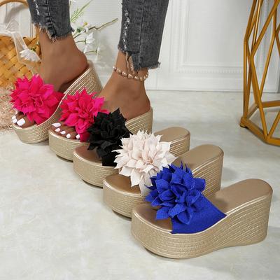 Fashion Women Wedges Sandals 2025 New Summer Women Comfortable Flower Outdoor Platform Sandals Slip On High-heeled Fashion Woman Shoes