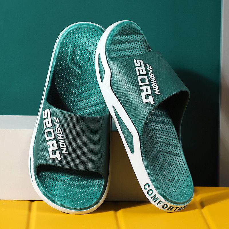 

Fashion outdoor slippers men s summer wear trendy ins beach breathable indoor home thick bottom men s cool slippers 36-37 зелёный
