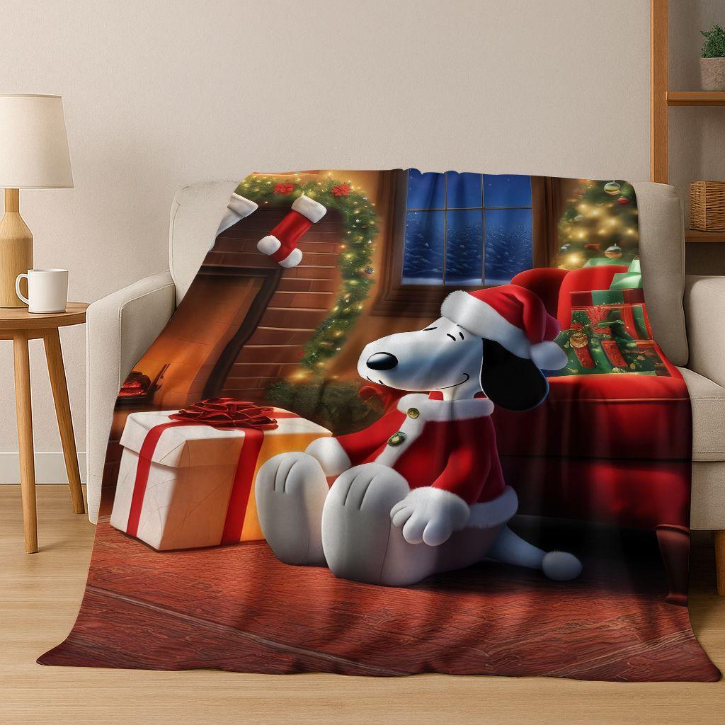 3D Cute Snoopy Dog Peanuts Art Cartoon Flannel Blanket,Cozy Soft Throw Blanket for Home Bedroom Bed Sofa Picnic Cover Gift Kids