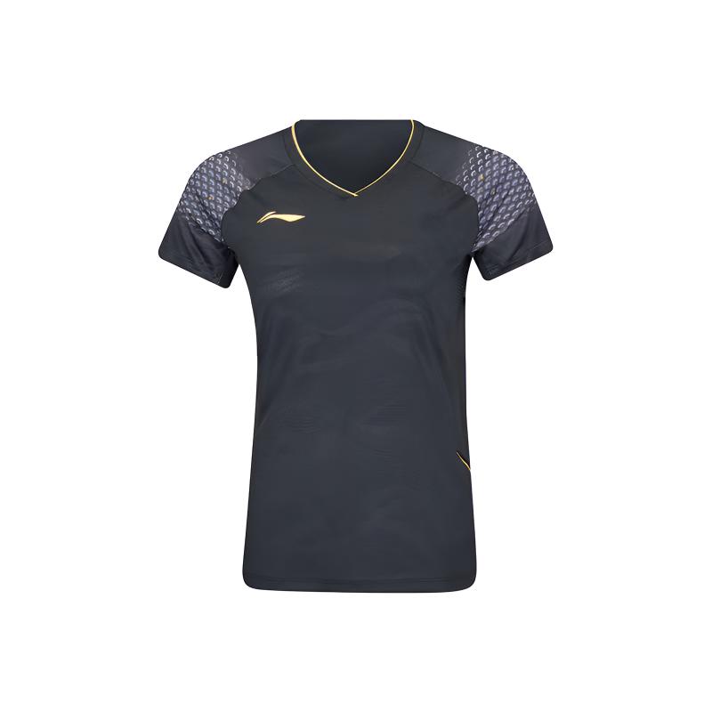Li Ning Badminton Jerseys Unisex Black V Neck Moderate AAYV148-1 L