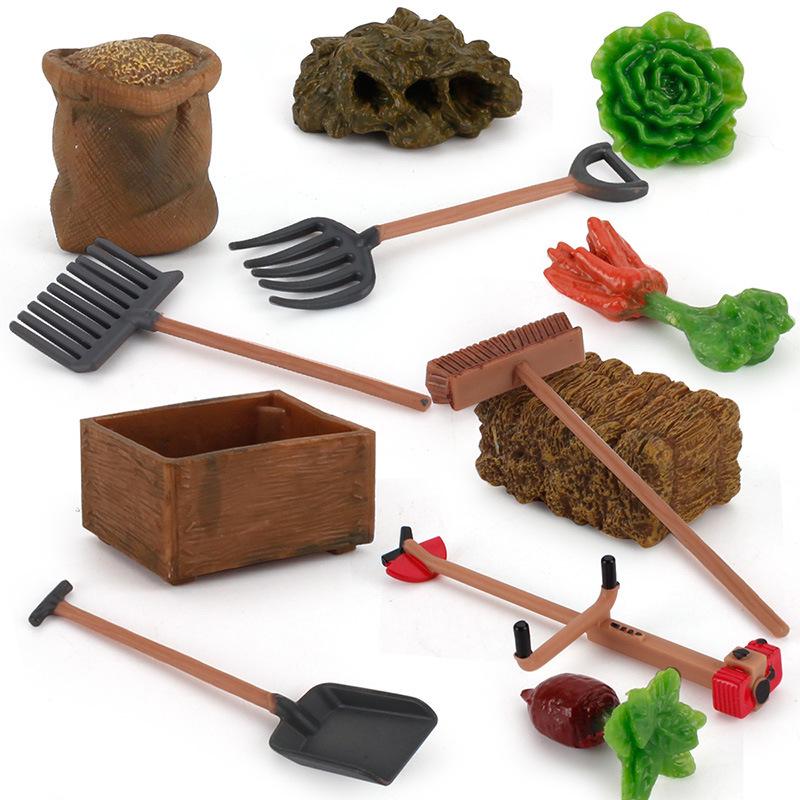 Handmade Farm Tools Set: Forage Fork, Lawn Mower, Brush, Sand Table Accessories