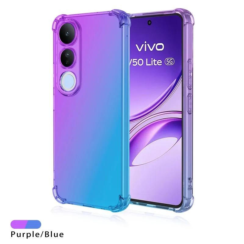 For VIVO V50 Lite V50E Regnbuegradient Støtsikkert Telefondeksel Myk TPU Gjennomsiktig Anti-fall Deksel for VIVO V 50 Kollisjonsputer Deksel