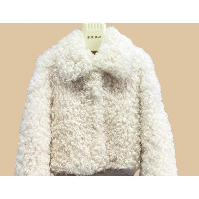 

Lamb wool imitation fur jacket autumn and winter fashion warm short wool sweater casual socialite small L [Recommended 115-65kg]