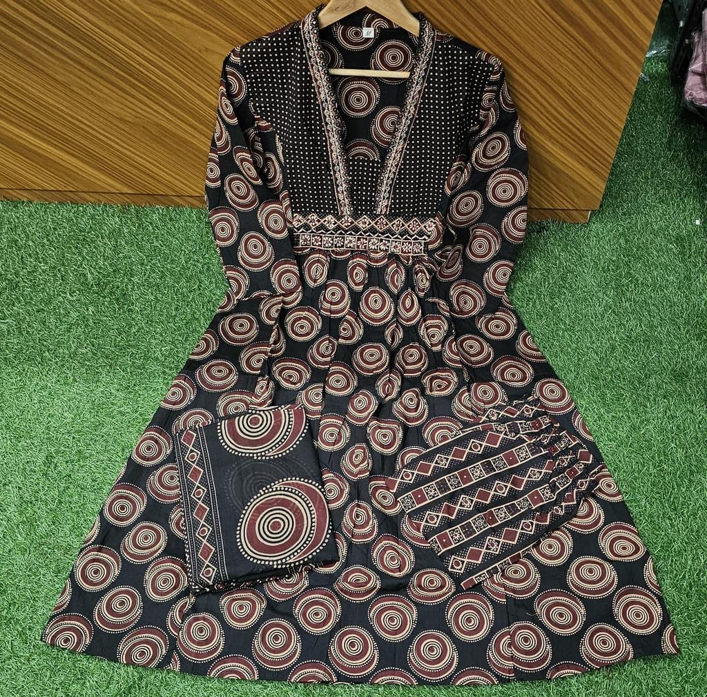 Indian Designer Cotton Kurta Pant Dupatta Set Women Bollywood Top Tunic Kurti Salwar Suit