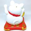 (PLUS COMFORT) Maneki Neko Solar Automatic Moving Height 15cm Wealth Fortune (White Big Size)
