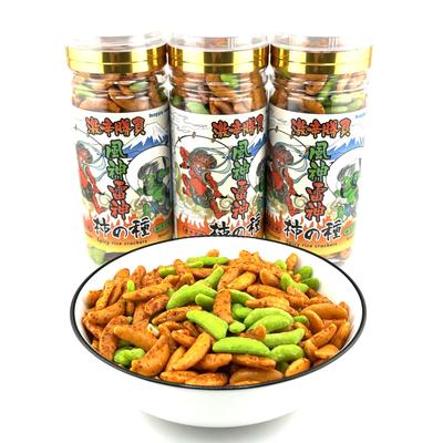 Happy Company Super Spicy Snacks Kakinotane Fujin Raijin 110g X 3 Set Spicy Piquant Chili Super Spicy Wasabi Super Spicy Kakinotane Chili Pepper a