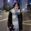 Korean Style Plaid Mohair Scarf - Women's Winter Imitation Cashmere Shawl