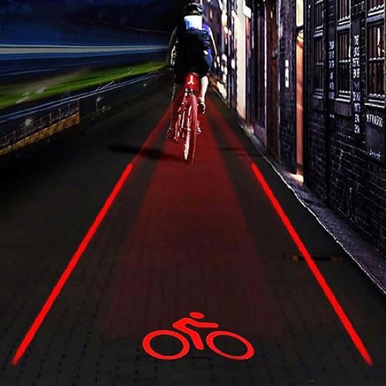 

2 Laser + 5 LEDs Rear Bike Tail Light Logo Beam Safety Warning Red Lamp