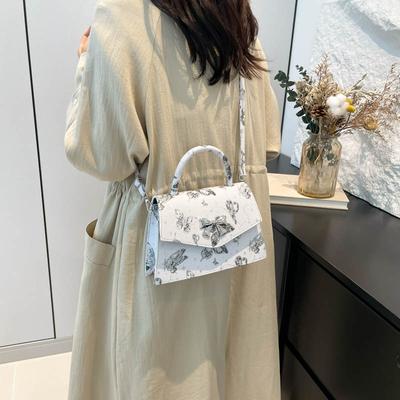 Summer New Printing Casual Texture Small Fresh Butterfly Casual Shoulder Portable Crossbody Small Square Bag Woman