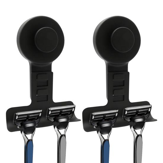 2Pcs Suction Cup Shaver Holder Removable Shaver And Razor Organizer Wall Mounted Stainless Steel Reusable Suction Hook for Shower Bathroom Towels