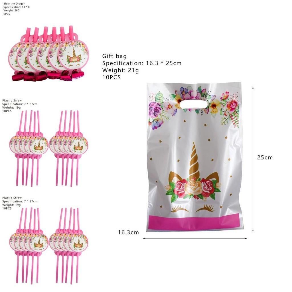 Wreath Unicorn Kids Birthday Party Supplies Enchanting Tableware Cups Plates Forks Napkins And Banner