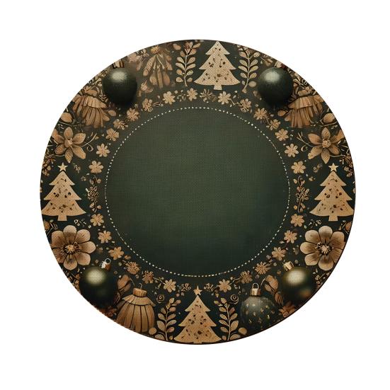 Tapis décoratif d'isolation thermique Rond Set de table de Noël, 14 pouces Motif festif Antidérapant Protecteur de table, Protecteur de table pour maison de vacances Endroit pour