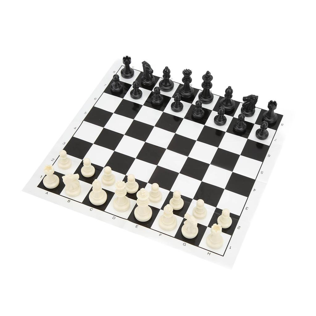 32 Plastic Medieval Chess Pieces Set International Standard Chess Game Set with Chessboard
