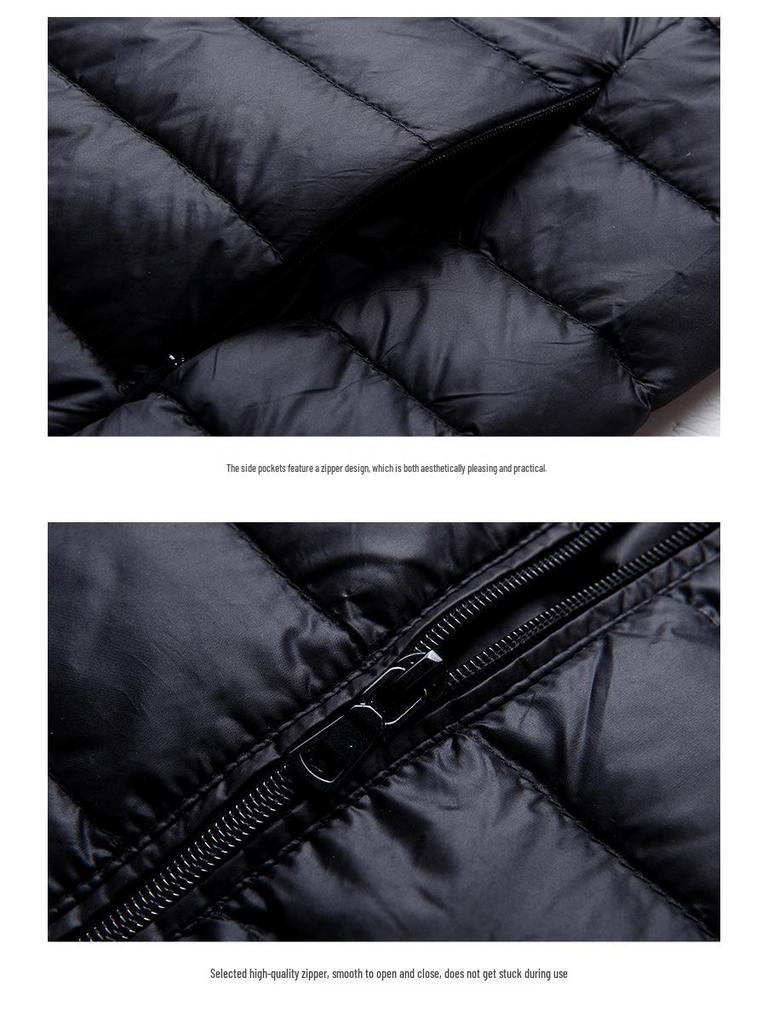 2024 Men's Two-Way Zipper Lightweight White Duck Down Vest - Winter Sports Casual Style