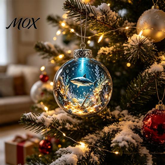 Clear Plastic Sea Animal Baubles Ocean Christmas Ball Ornament, 3D Marine Life Hanging Decoration, Transparent Spheres for DIY Projects Beach Coastal