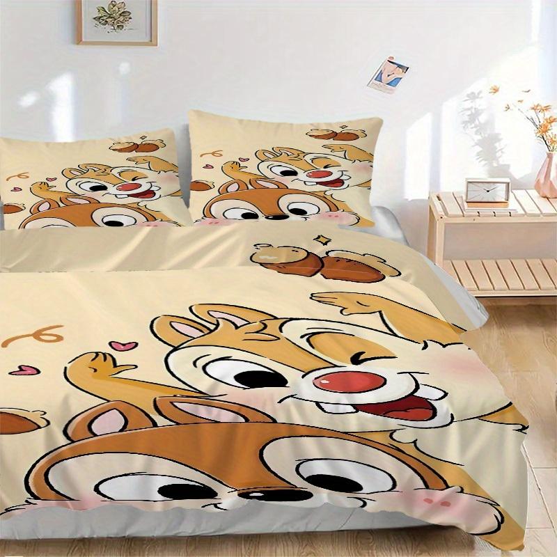 

3 шт. Комплект постельного белья с принтом Чипа и Дейла, Дышащий и мягкий, Можно стирать в машине, Рождественский подарок, Подходит для украшения спальни, 071 135x200cm