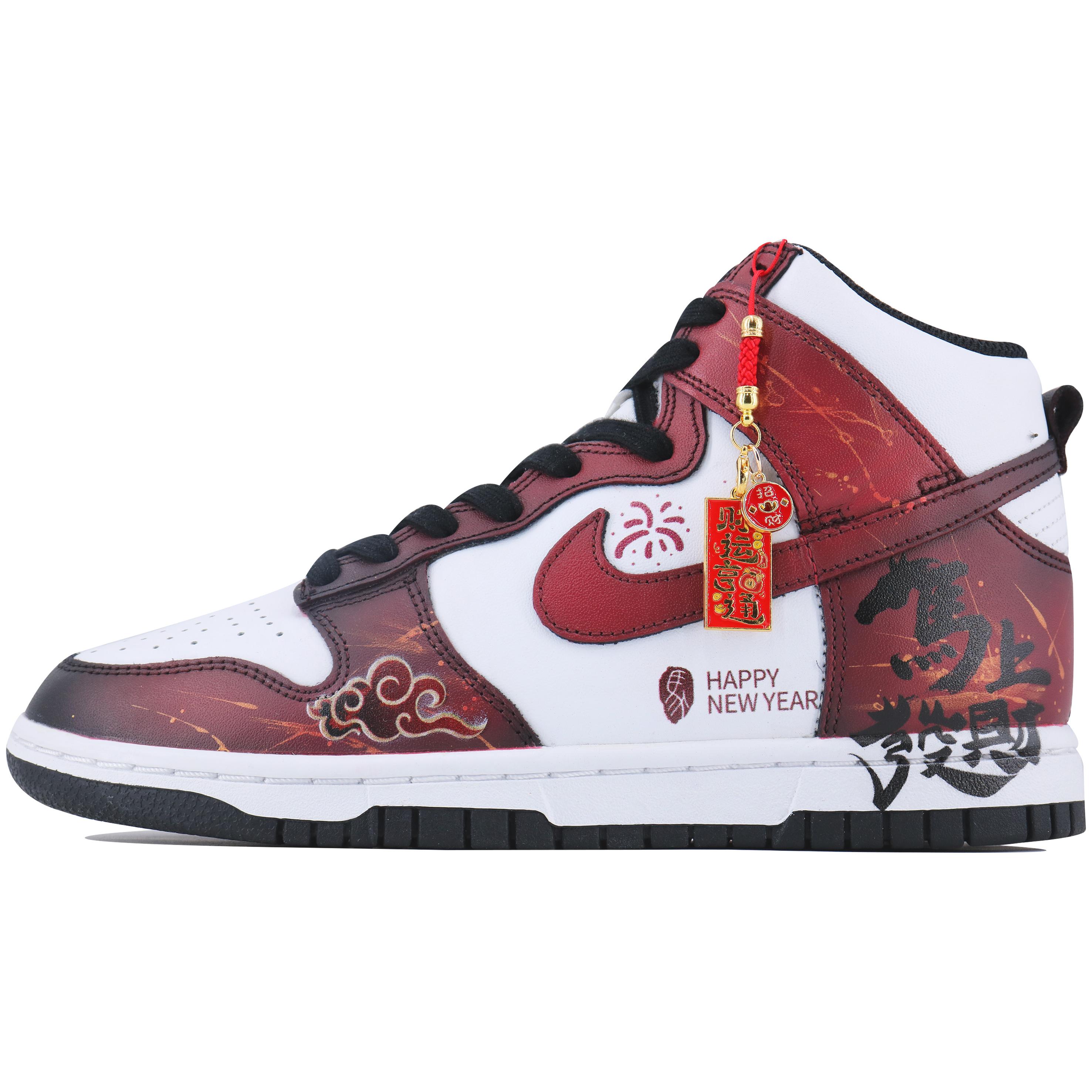 

Nike Dunk Retro Prosperity Immediately High top Skateboard Shoes Men s White Red Black DD1399-105(Team168-) 44
