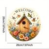 Vintage Floral Bird Welcome Sign Rust Proof Aluminum Wall Art Decor For Home Bar Cafe