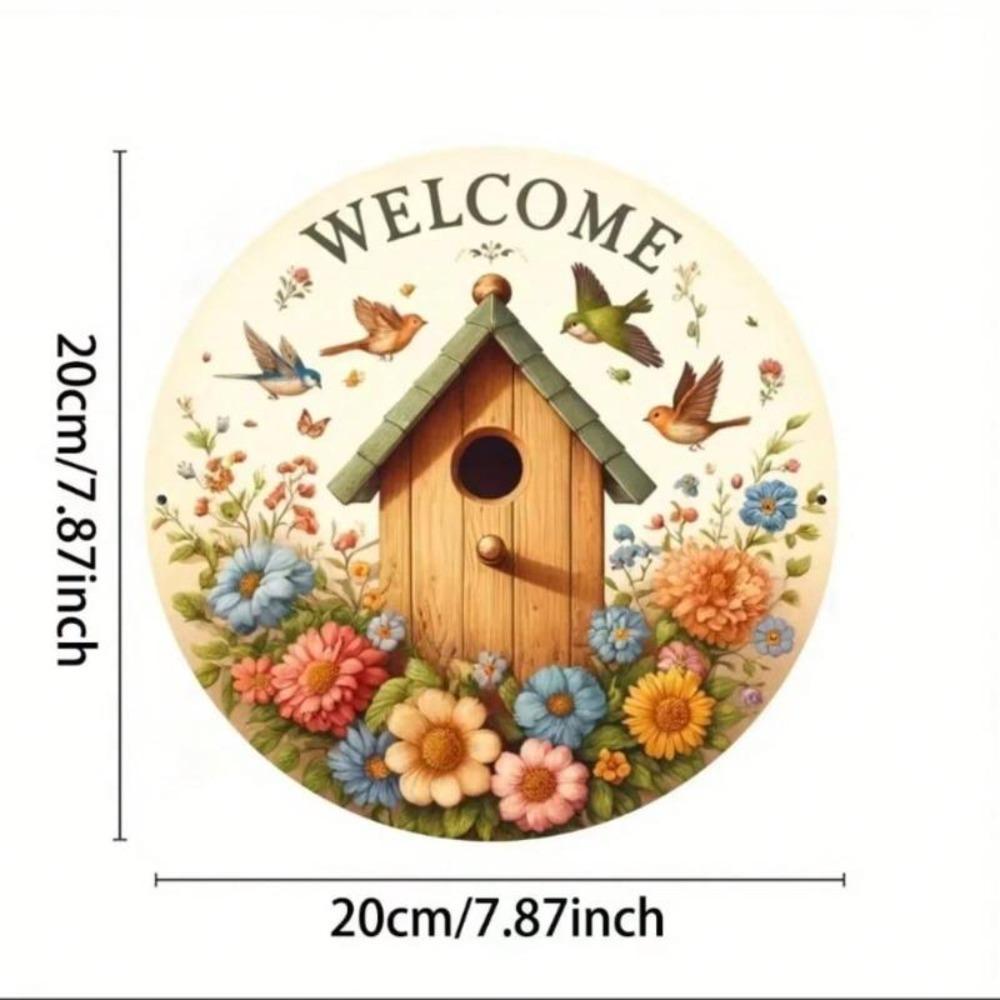 Vintage Floral Bird Welcome Sign Rust Proof Aluminum Wall Art Decor For Home Bar Cafe