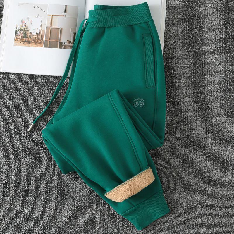 Lamb Wool Thickened Winter White Sweatpants