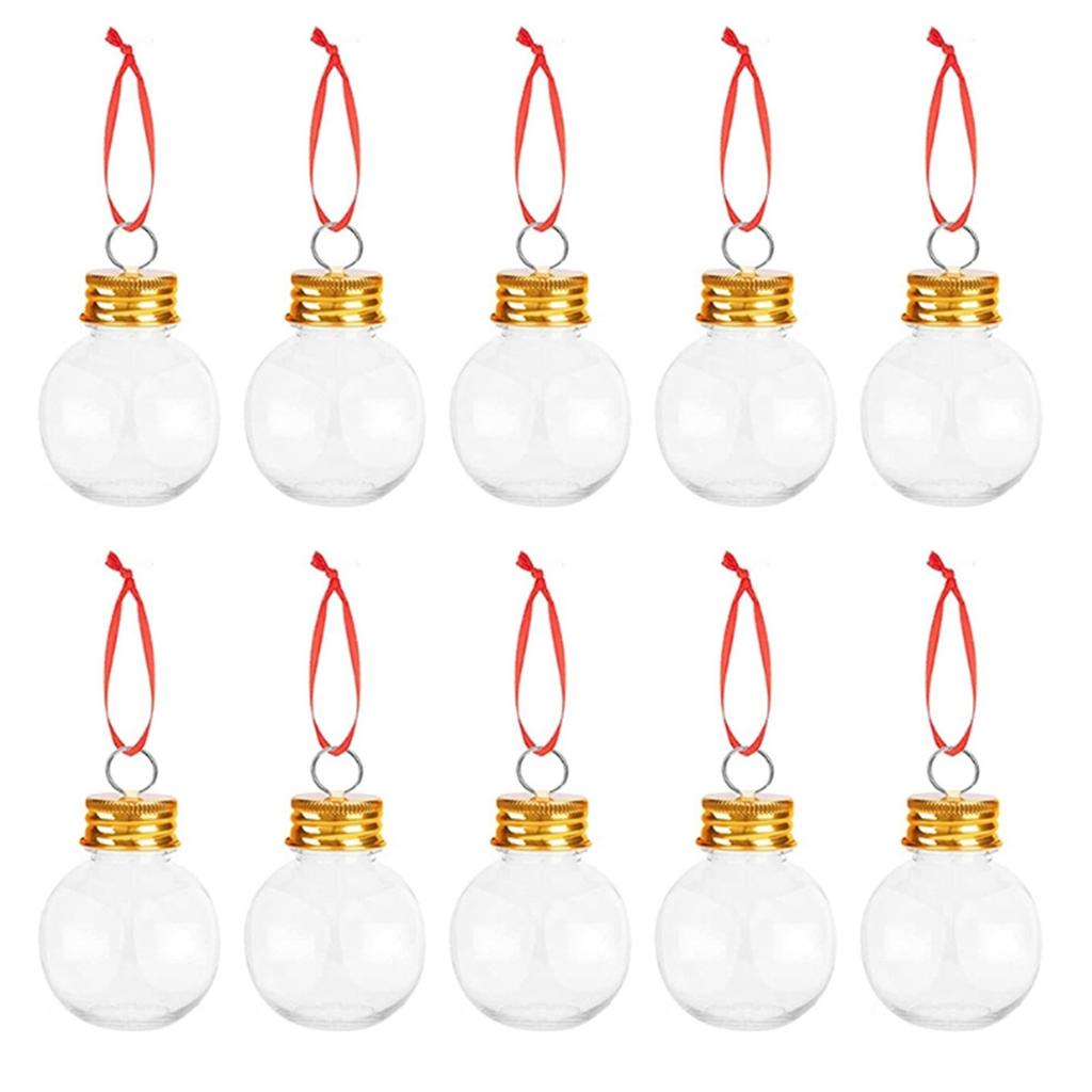 10PCS 50ml Round Christmas Ball with Removable Cap Tree Hanging Ornament Decors Home Decorations Party Supplies