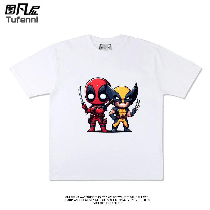 

Short-sleeve Marvel Deadpool and Wolverine Printed Summer Outdoor T-shirt for Children, Suitable for Both Boys and Girls 100