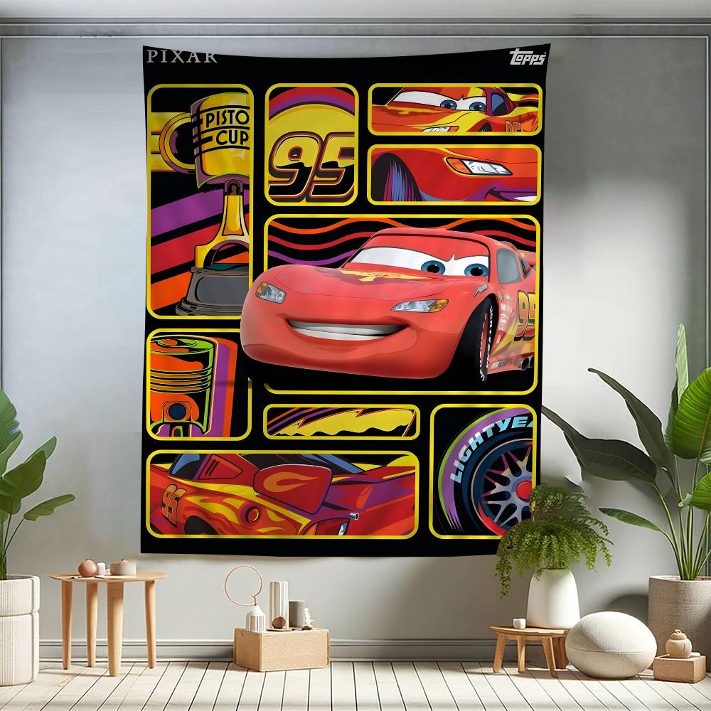 Cars 3 Film Lightning McQueen Colorful Tapestry Wall Hanging Hippie Flower Wall Carpets Dorm Decor Wall Art Decor