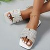 Summer Women Slippers  Outdoor Rhinestone Slippers Fashion Non-Slip Beach Shoes Comfortable Square Heel Sandals Slides Women