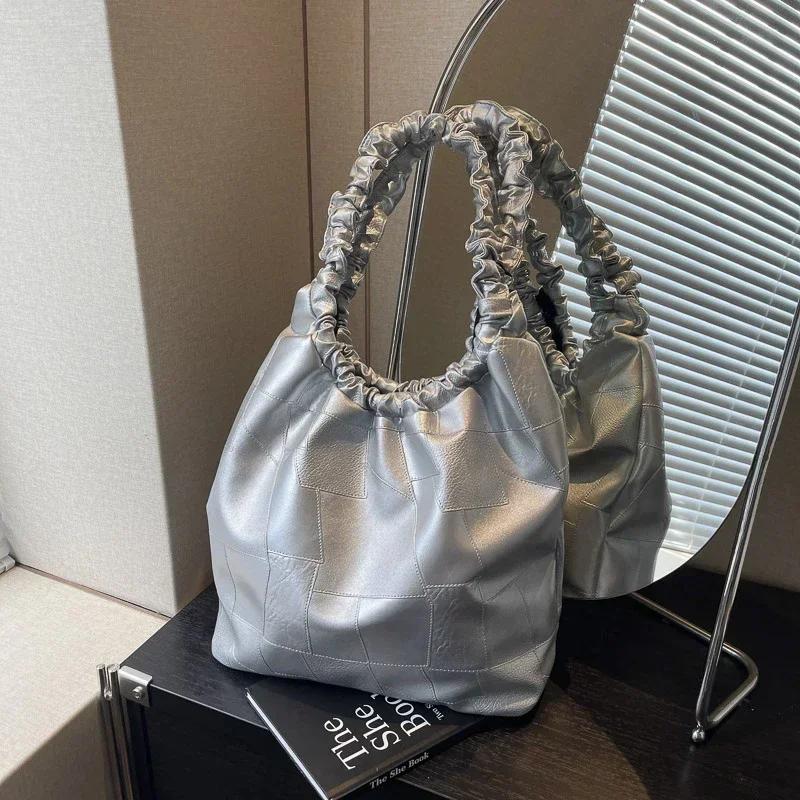 

Сумки на плечо с плиссированными ремнями из искусственной кожи, модные, большой емкости, высококачественные сумки для женщин, дизайнерский стиль, горячая сумка-тоут