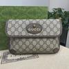 [Pre-Owned] Neo Vintage Series Gold Foil Logo Monogram Tiger Head Decorative Striped Shoulder Strap Canvas And Leather Messenger B - Excellent #NU8T32