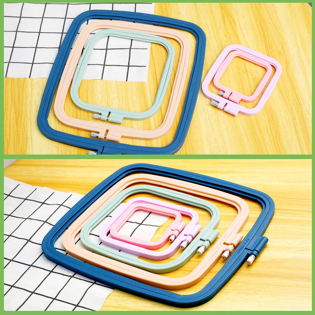 5/4Pcs Square Embroidery Hoops Cross Stitch Rings Multiple Sizes Embroidery Frame for Hand Sewing Needlework Embroidery Projects