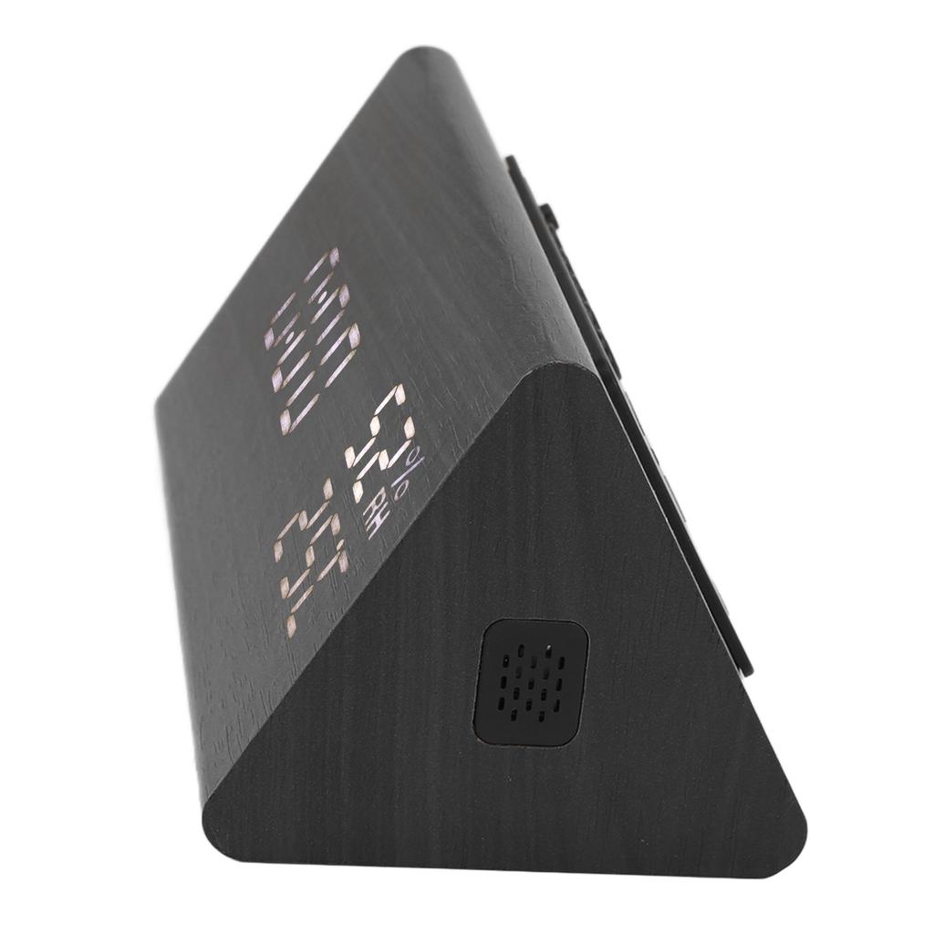 Wooden Digital Alarm Clocks LED Display Temperature Humidity Alarm Clocks for Bedside Bedroom Dormit