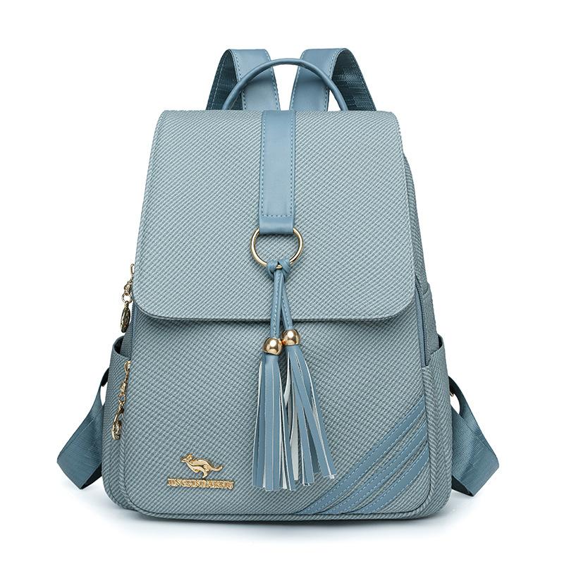 Schoolbag backpack women pu fabric texture commuting large capacity waterproof travel anti-theft backpack niche retro Baigou bag