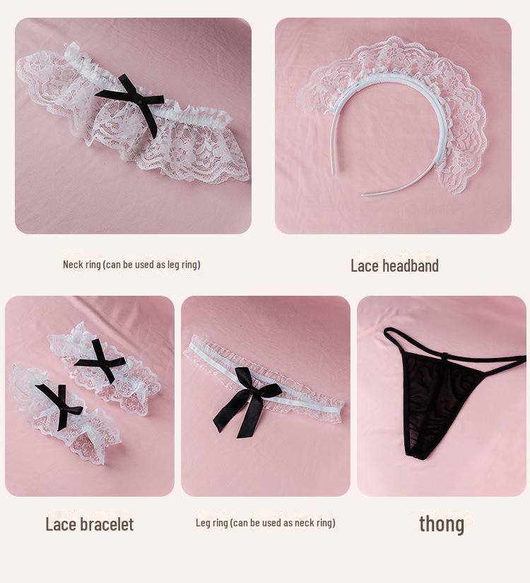 Feimu Lace Maid Role Play Lingerie: Plus Size Sexy Maid Outfit Pajamas