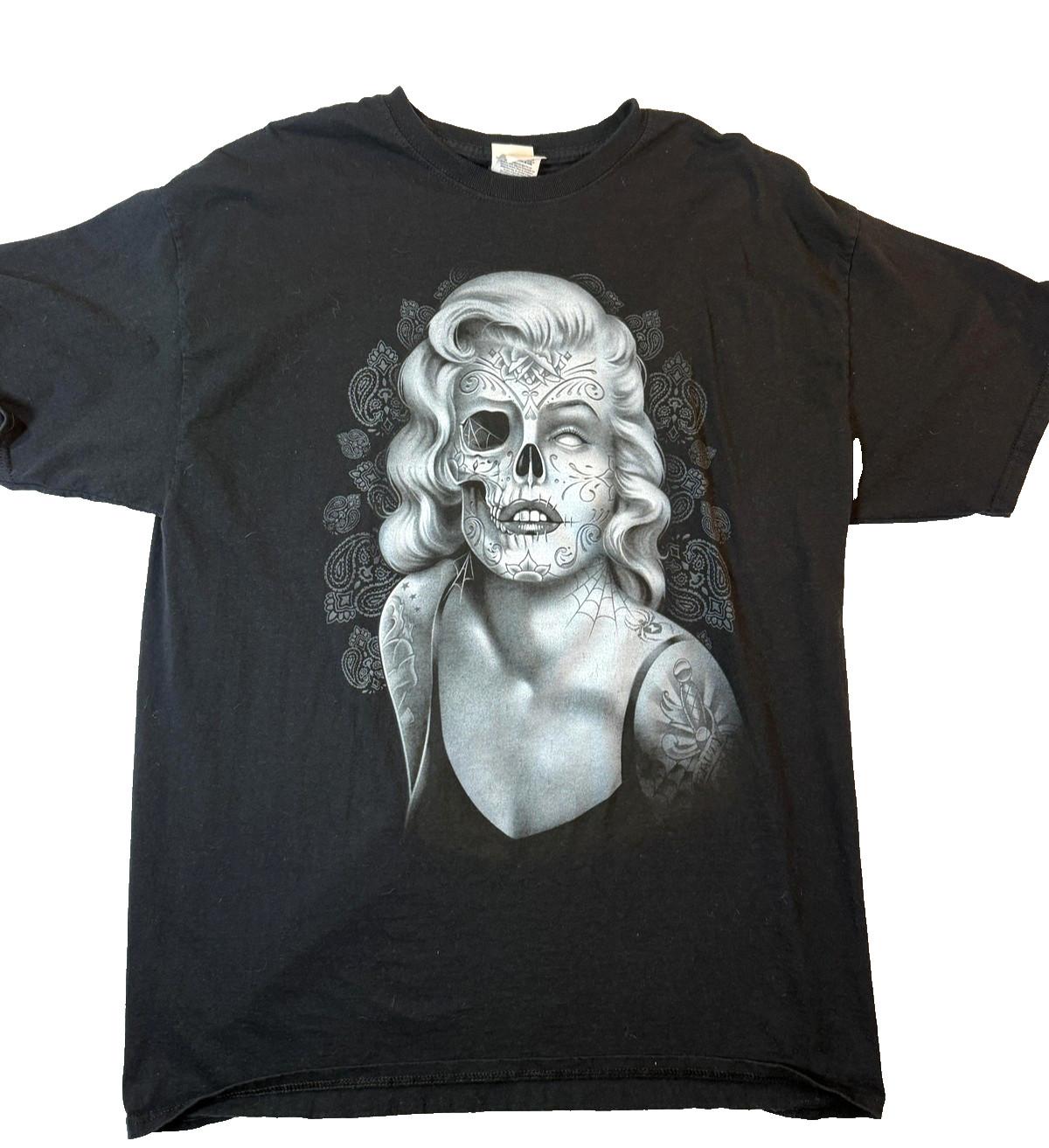 Marilyn Monroe Sugar Skull TShirt XL Black Gothic Tattoo Dia De Los Muertos Y2K M