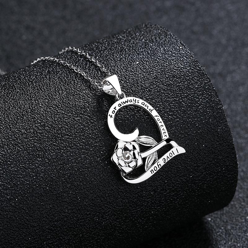 Collier Rose en Argent Sterling 925 Collier Pendentif Rose