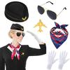 Airline Captain Costume Make Up Set Stewardess Make Up Hat Comfortable Fabric Uniform for Theme Event