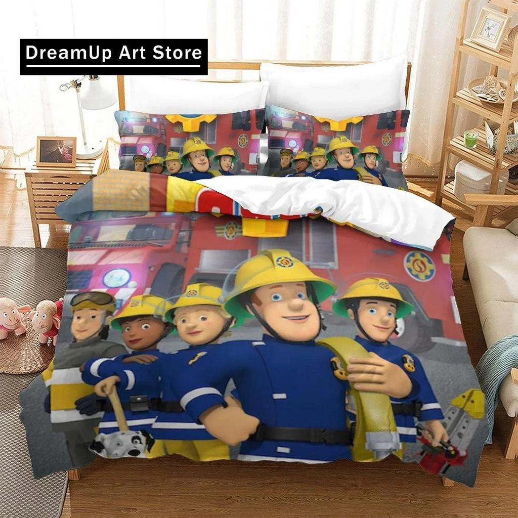 3D Cartoon Fireman Sam Toys Duvet Cover Set Comfortable and Warm Bedding Set for Decorating Your Bedroom and Enhancing Home Life