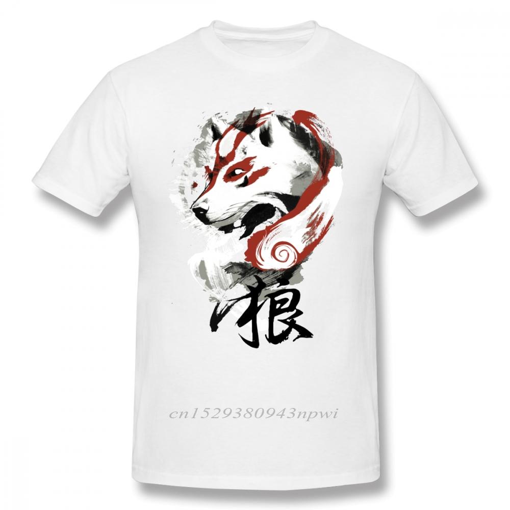 Okami T Shirt Wolf TShirt Graphic Tee Shirt Awesome 100 Cotton Short Sleeve Male Classic Tshirt Guys Punk Designer Streetwear