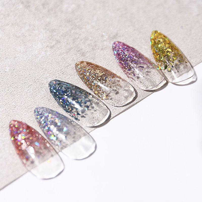 6 Pcs/Set Glitter Flakes Irregular Aluminum Foil Sequins For Nails Chrome Powder Winter Manicure Nail Art Decorations