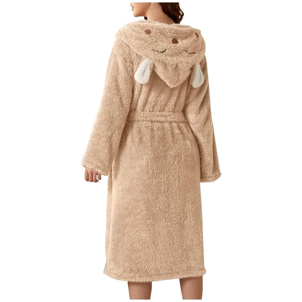 Women's Fleece-Lined Pocket Earflap Robe