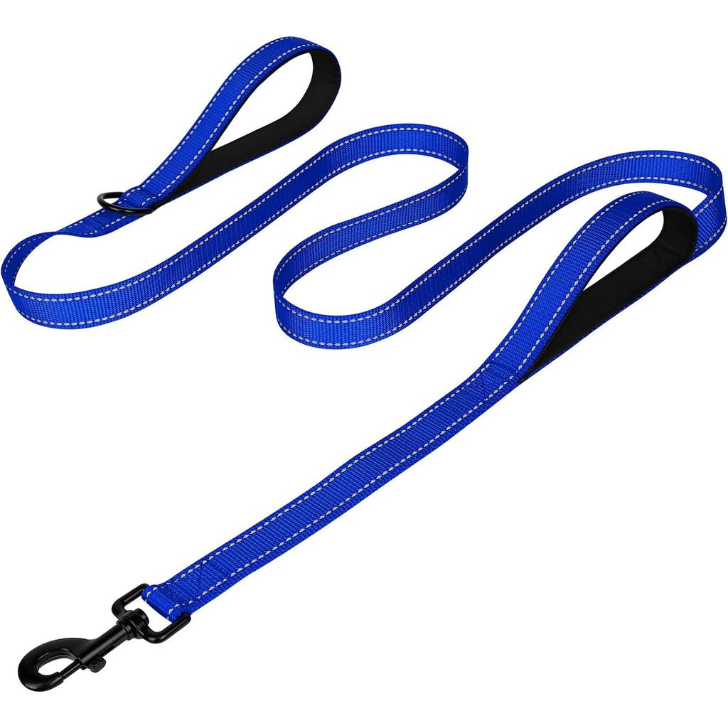Heavy Duty Double Handle Dog Leash with Reflective Strips for Night Safety - Ideal for Large and Extra Large Breeds - Perfect fo