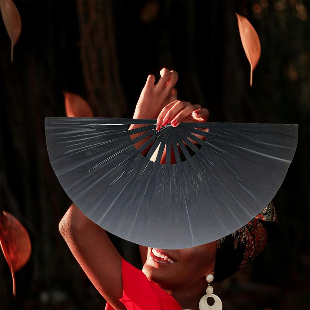 PVC Tai Chi Fan Foldable Glitter Hand Fan Elegant Bamboo Fan  for Line Dancing, Parties, and Events