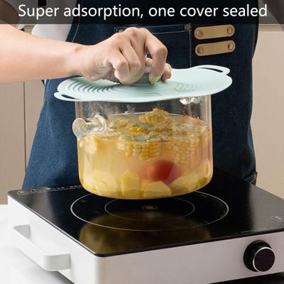 Silicone Pot Lid Dustproof Oil-proof Strong Adsorption Fresh-keeping Anti-slip Texture Food Grade Sealing Cover Kitchen Supply