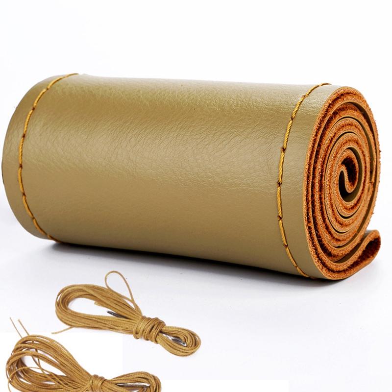 DIY Hand Sewing Steering Wheel Cover Microfiber Leather 37-38CM  With Needle And Thread Interior Car Accessories Auto