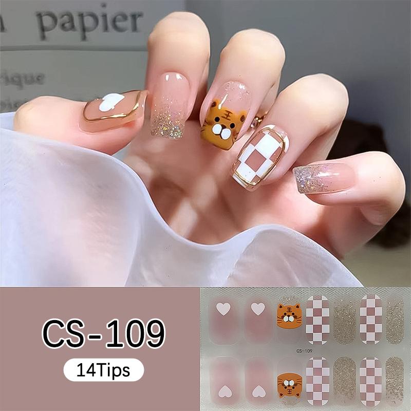 

14Tips Full Cover Strips Nail Stickers Chessboard Pattern Simple Self Adhesive Nail Art Stickers Nail Wraps DIY Nail Art Making 61468-21