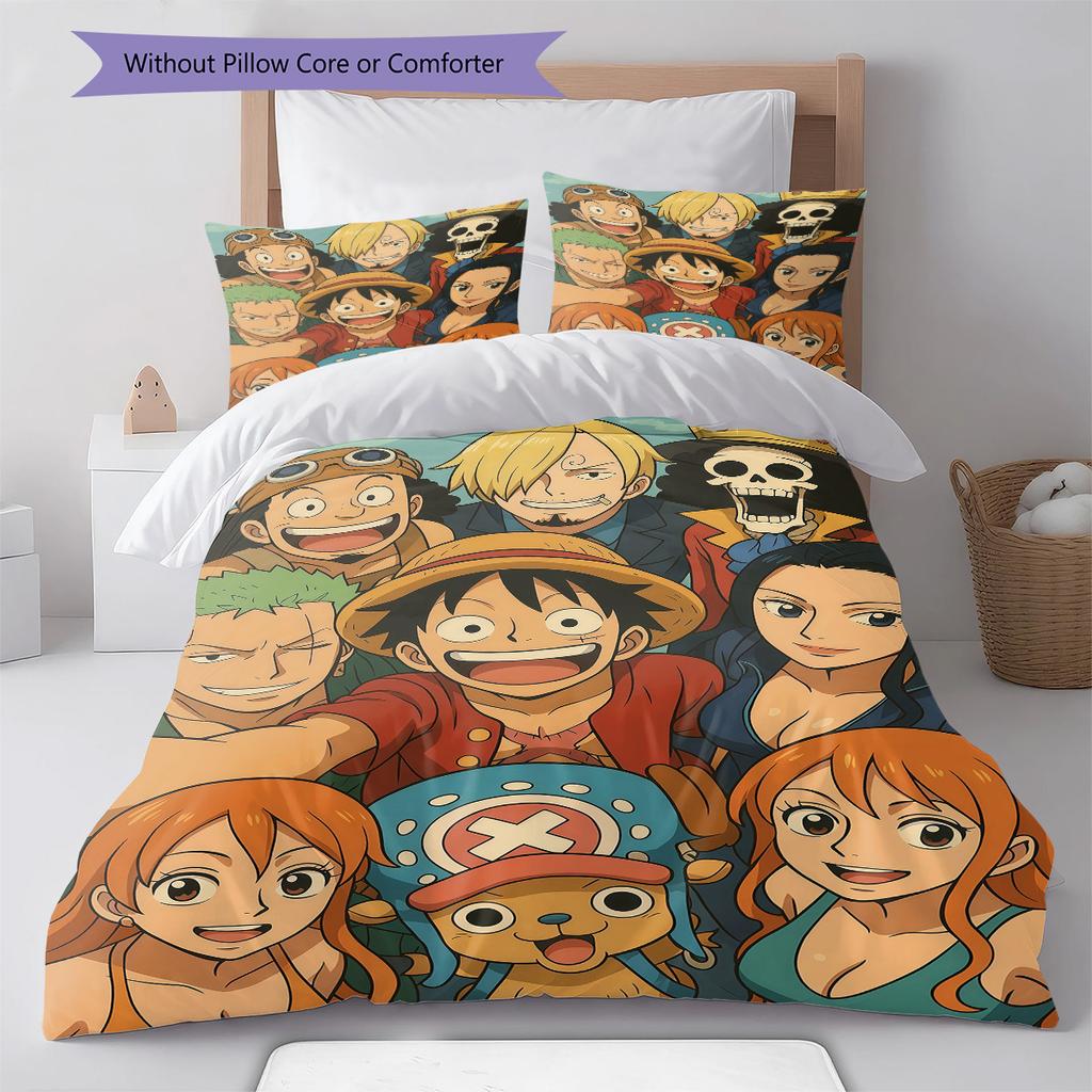 One Piece Pattern Bedding Quilt Set Quilt Cover Pillowcase Home Birthday Gift(1 * Duvet Cover + 2 * Pillowcase, Without Core)