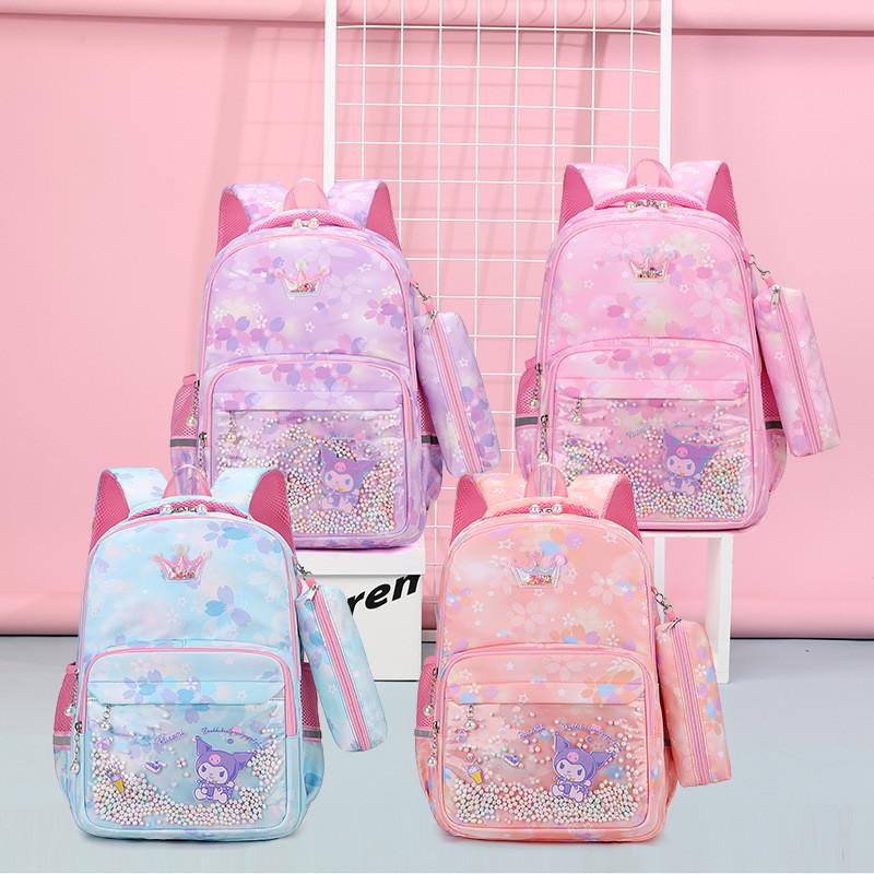Spacious Lightweight Nylon Backpack For Middle School Kids Cute Cartoon Design